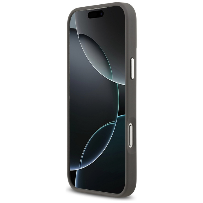 Etui Karl Lagerfeld FW Grained Karl &    Choupette Heads Pins & Logo do iPhone 17 Pro Max szary