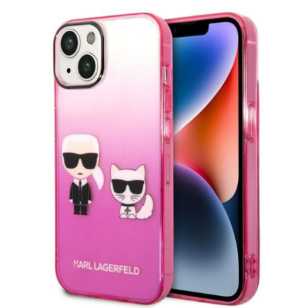 Etui KARL LAGERFELD Apple iPhone 14 Plus Gradient Ikonik Karl & Choupette Różowy Hardcase