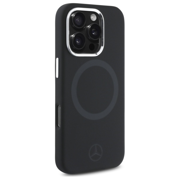 Etui Mercedes iPhone 16 Pro Max 6.9" czarny/black hardcase Silicone Tonal Logo MagSafe