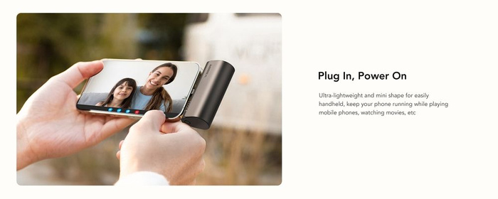VEGER powerbank 5000 mAh z wbudowanym złączem Lightning PD QC3.0 3A 20W PlugOn (W0556P) czarny