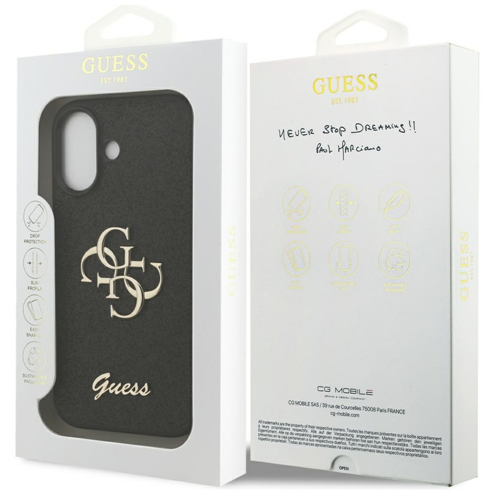 Etui Guess Fixed Glitter Big 4G do       iPhone 17 czarny