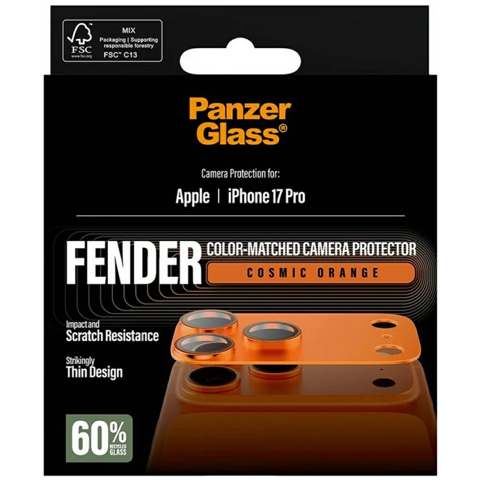 Szkło hartowane na obiektyw PanzerGlass  Fender Camera Protector do iPhone 17 Pro pomarańczowy