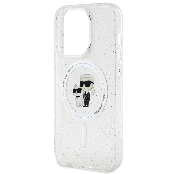 Etui Karl Lagerfeld KLHMP15LHGKCNOT iPhone 15 Pro 6.1" transparent hardcase Karl&Choupette Glitter MagSafe Case