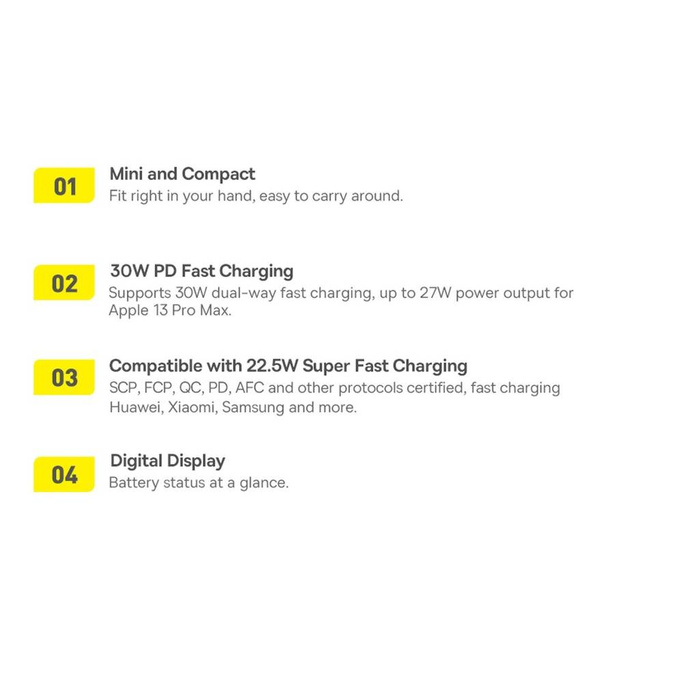 Baseus Adaman2 powerbank z wyświetlaczem cyfrowym 10000mAh 30W 2 x USB / 1x USB Typ C Overseas Edition PD QC SCP czarny (PPAD040101)