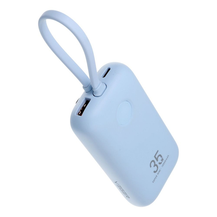 VEGER powerbank 10000 mAh z wbudowanymi kablami Typ C / Lightning PD QC3.0 35W K1 (W1188) niebieski
