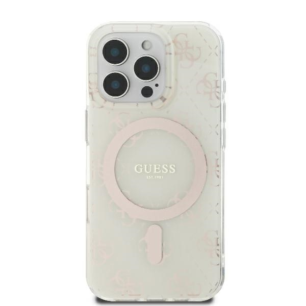 Etui Guess iPhone 16 Pro 6.3" biały/white hardcase IML 4G Background MagSafe