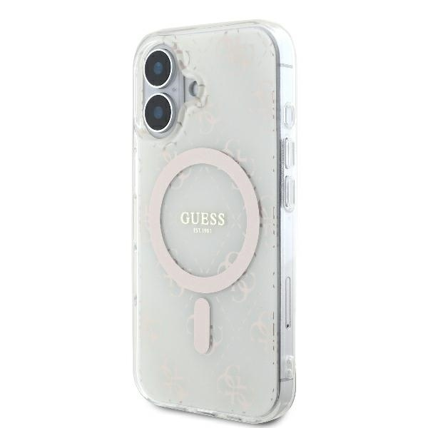 Etui Guess iPhone 16 6.1" biały/white hardcase IML 4G Background MagSafe