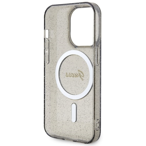 Etui Guess GUHMP14LHCMCGK iPhone 14 Pro 6.1" czarny/black hardcase Glitter Gold MagSafe Case