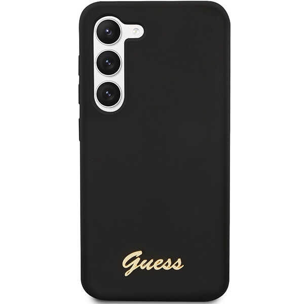 Etui Guess GUHCS23SSLSMK S23 S911 czarny/black hardcase Silicone Vintage Gold Logo Case