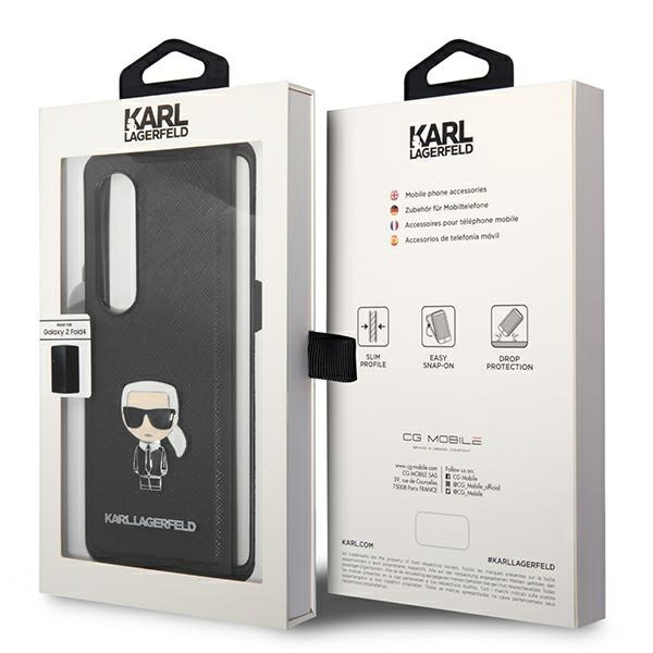 Etui KARL LAGERFELD Samsung Galaxy Z Fold 4 Book Saffiano Ikonik Metal Czarny Case