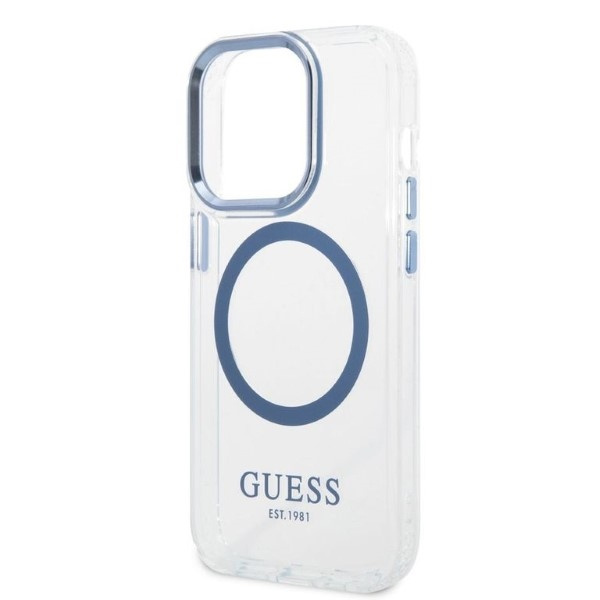 Etui GUESS Apple iPhone 14 Pro Metal Outline Magsafe Niebieski Hardcase