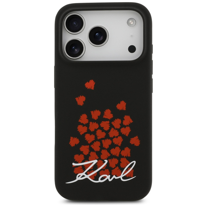 Etui Karl Lagerfeld Silicone Heart Sign  Logo MagSafe do iPhone 17 Pro czarny
