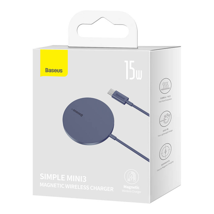 Baseus Simple Mini3 ładowarka magnetyczna MagSafe Qi 15W fioletowa 