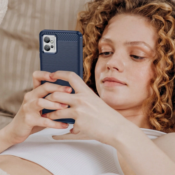 Carbon Case etui Xiaomi 12 Lite elastyczny silikonowy karbonowy pokrowiec czarne