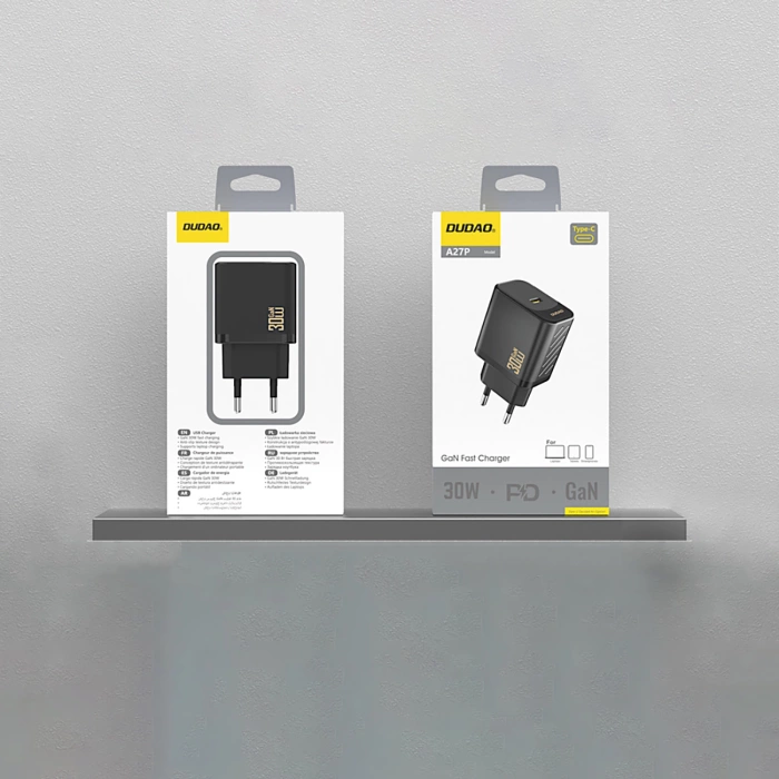 Ładowarka sieciowa Dudao A27P 30W PD GaN USB-C - czarna