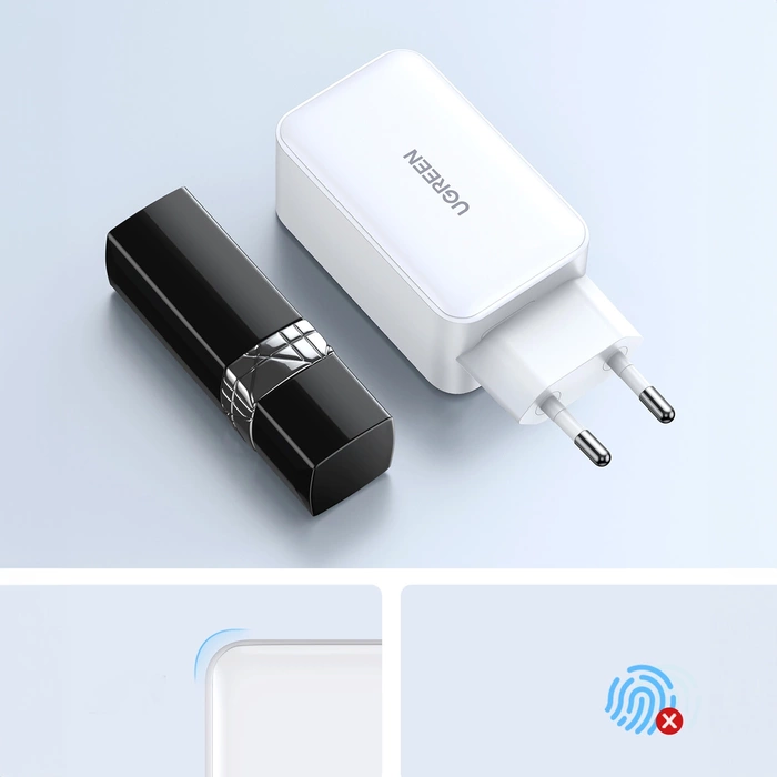 Szybka ładowarka sieciowa GaN Ugreen CD244 65W USB-A / 2x USB-C - biała