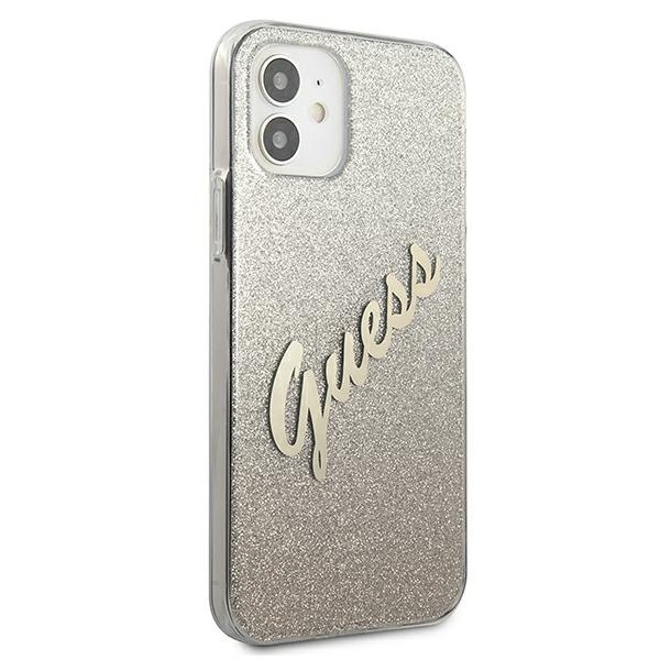 Etui GUESS Apple iPhone 12 Mini Glitter Gradient Script Złoty Hardcase