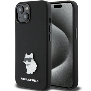 Etui Karl Lagerfeld KLHCP15MSMHCNPK iPhone 15 Plus 6.7" czarny/black Silicone Choupette Metal Pin Case