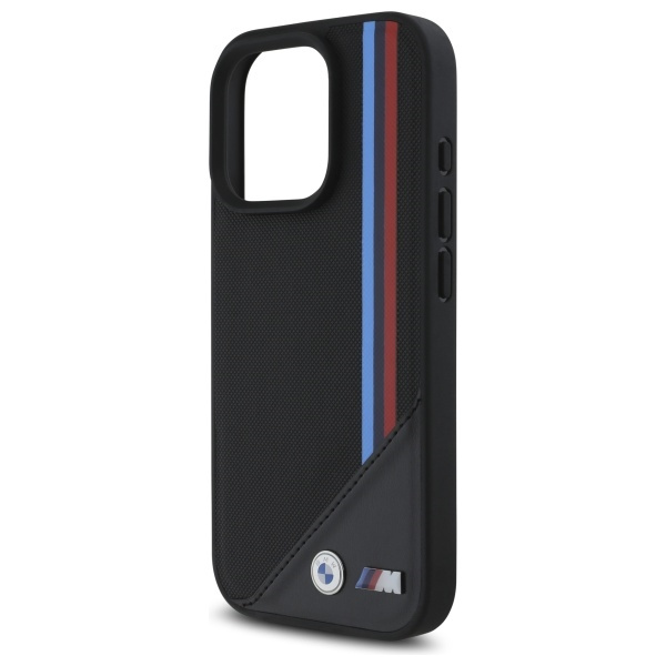 Etui BMW iPhone 16 Pro 6.3" czarny/black hardcase M Meshed Tricolor Stripes MagSafe