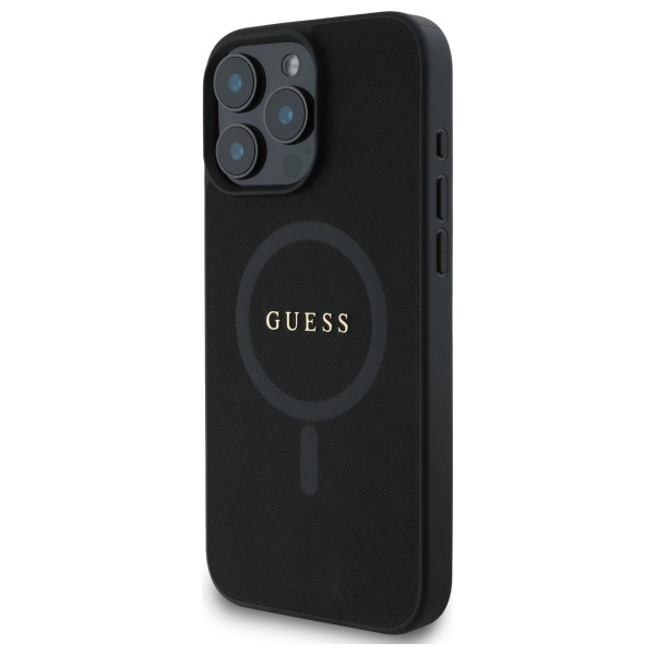 Etui Guess iPhone 16 Pro Max czarny/black HC MagSafe PU Saffiano Classic Logo