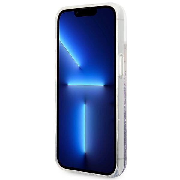 Etui GUESS Apple iPhone 14 Plus Flower Liquid Glitter Fioletowy Hardcase