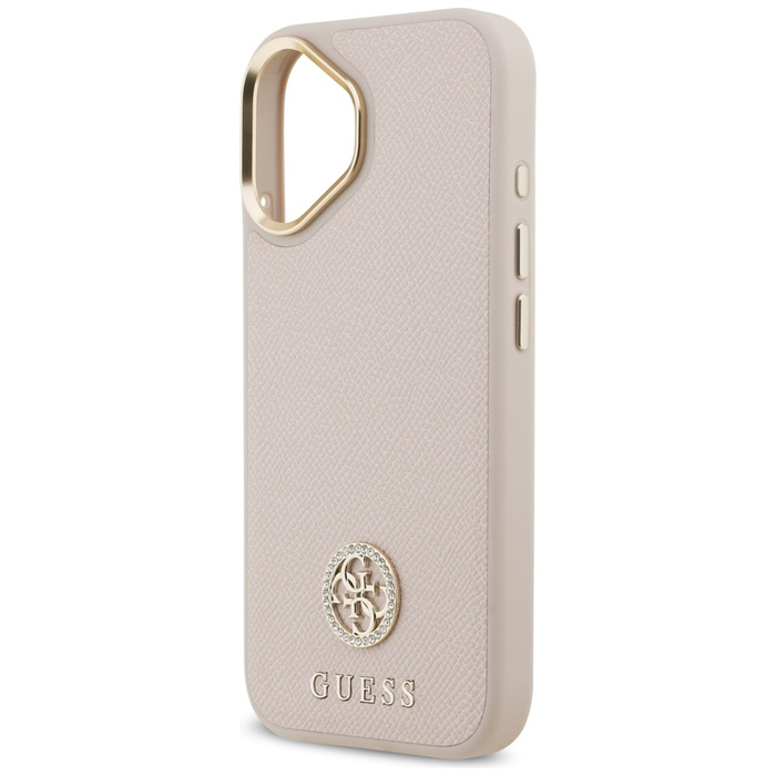 Etui Guess Grained Strass Logo MagSafe   do iPhone 17 różowy