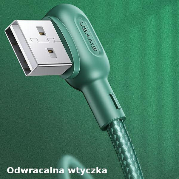 Kabel Kątowy USAMS USB-A MicroUSB U57 1,2m 2A Zielony