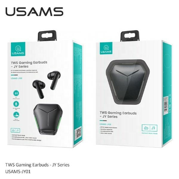 Słuchawki Bezprzewodowe USAMS Bluetooth 5.0 TWS JY Series Gaming Earbuds BHUJY01 Czarny