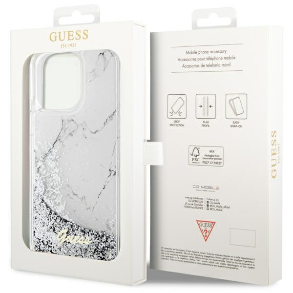 Etui Guess GUHCP14XLCSGSGH iPhone 14 Pro Max 6.7" biały/white hardcase Liquid Glitter Marble Case