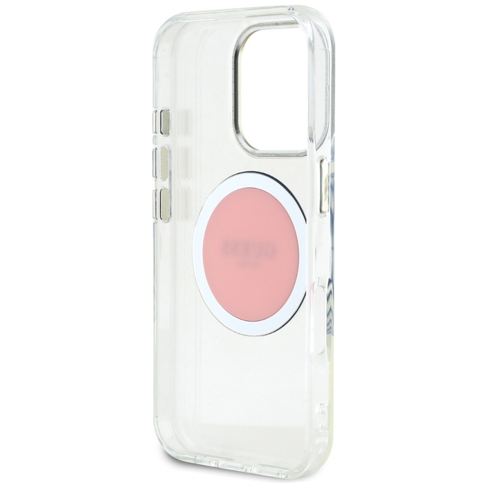 Etui Guess IML Metal Colored Circle      Classic Logo MagSafe do iPhone 16 Pro różowy