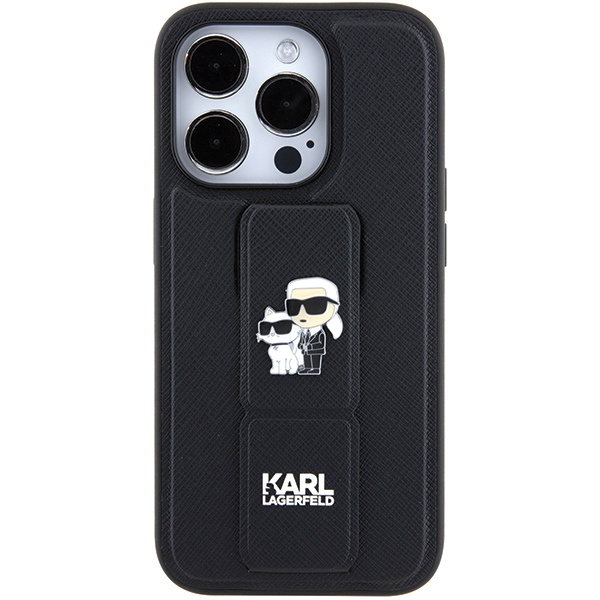 Etui Karl Lagerfeld KLHCP15XGSAKCPK iPhone 15 Pro Max 6.7" czarny/black hardcase Gripstand Saffiano Karl&Choupette Pins Case