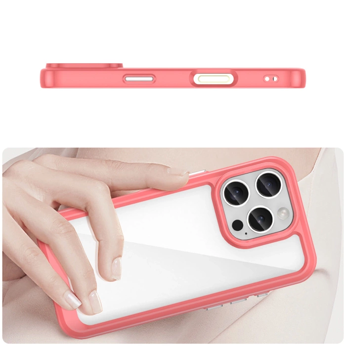Etui Outer Space Case z żelową ramką do iPhone 16 Pro Max - czerwone