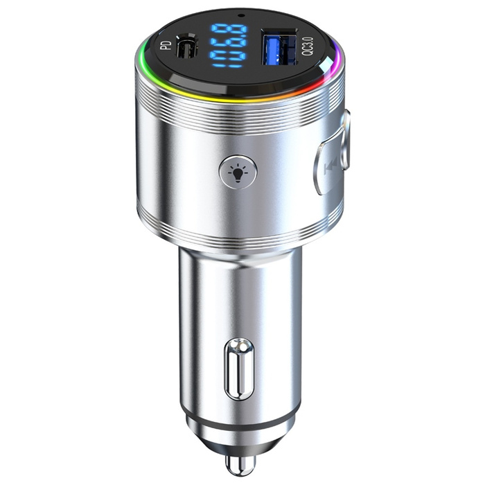 Ładowarka samochodowa 3MK Hyper Car      Power Transmitter 48W QC PD PPS USB-C/USB-A z transmiterem audio srebrny