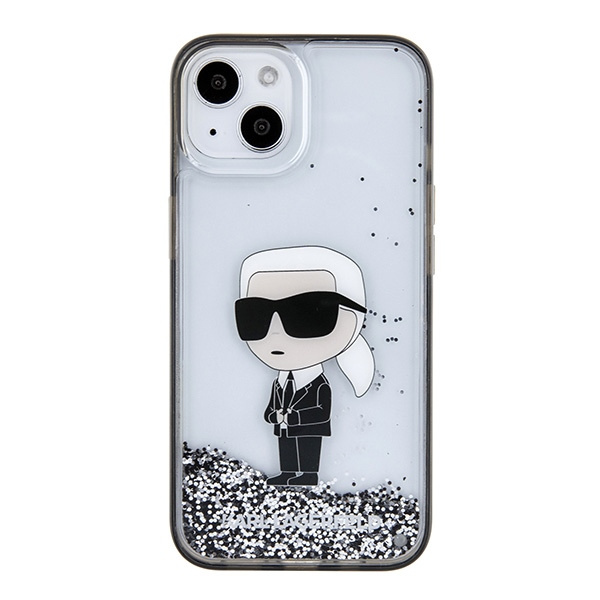 Etui Karl Lagerfeld KLHCP15SLKKNSK iPhone 15 6.1" transparent hardcase Liquid Glitter Ikonik Case