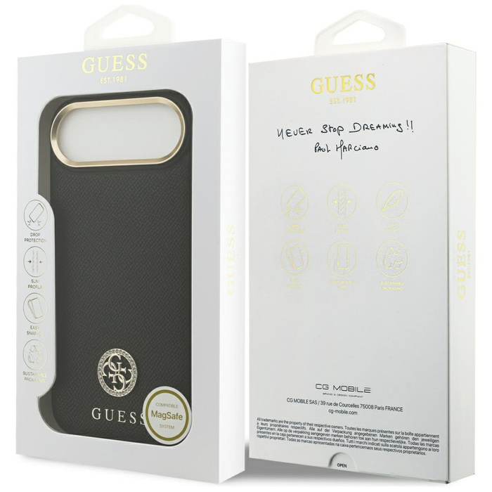 Etui Guess Grained Strass Logo MagSafe   do iPhone Air czarny