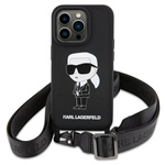 Etui Karl Lagerfeld KLHCP15SSCBSKNK iPhone 15 6.1" hardcase czarny/black Crossbody Silicone Ikonik Case
