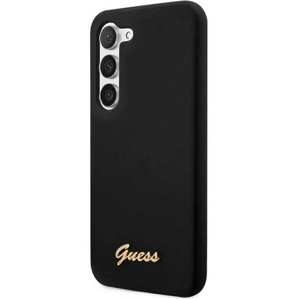Etui Guess GUHCS23SSLSMK S23 S911 czarny/black hardcase Silicone Vintage Gold Logo Case