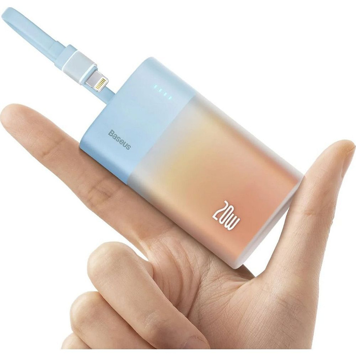 Powerbank BASEUS 5200 mAh z wbudowanym kablem Lightning USB-C Niebiesko Pomarańczowy