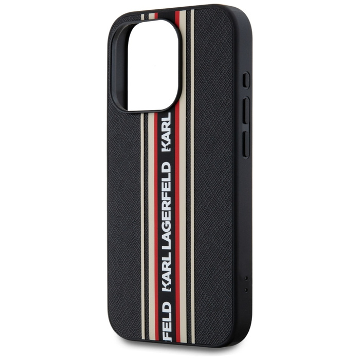 Etui Karl Lagerfeld Saffiano Athleisure  Stripes Cord do iPhone 15 Pro Max czarno-czerwony