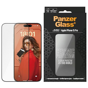 PanzerGlass Ceramic Protection iPhone 15Pro 6.1" Ultra-Wide-Fit Screen Protection Easy Aligner Included 2838
