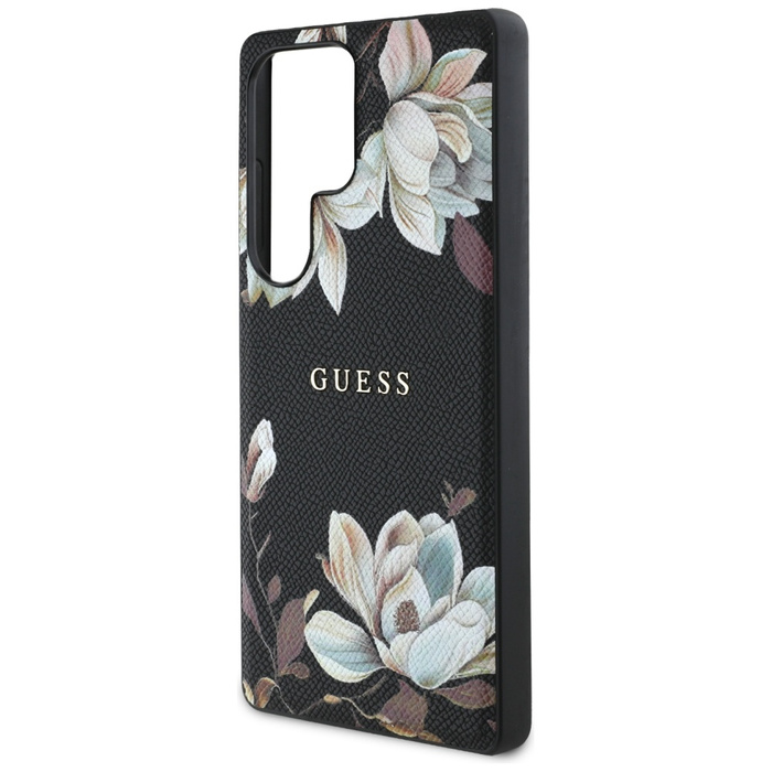 Etui Guess Grained Printed Flower         Pattern MagSafe do Samsung Galaxy S25 Ultra czarny