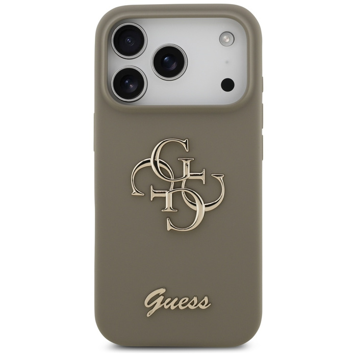 Etui Guess Silicone Big 4G Script do     iPhone 17 Pro brązowy