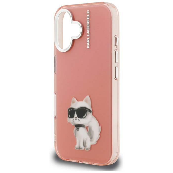 Etui Karl Lagerfeld IML Aquarelle        Choupette & Logo do iPhone 16 różowy