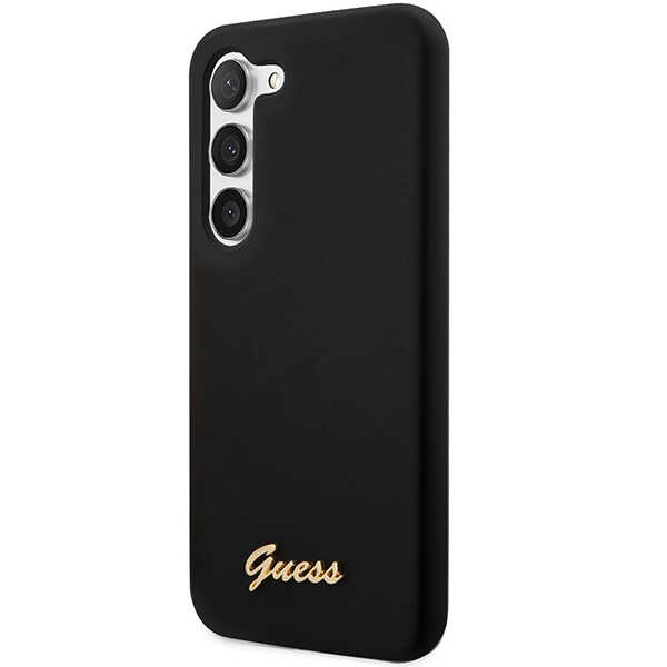 Etui Guess GUHCS23MSLSMK S23 Plus S916 czarny/black hardcase Silicone Vintage Gold Logo