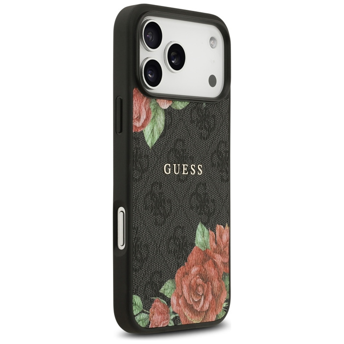Etui Guess 4G Flowers Print MagSafe do   iPhone 17 Pro czarny