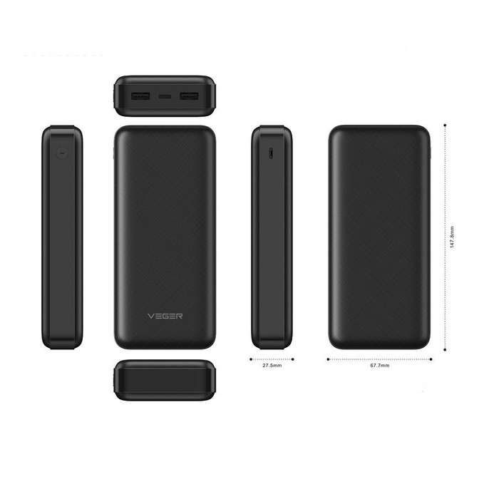 VEGER powerbank 20000 mAh 2A A20 (W2015) czarny EOL