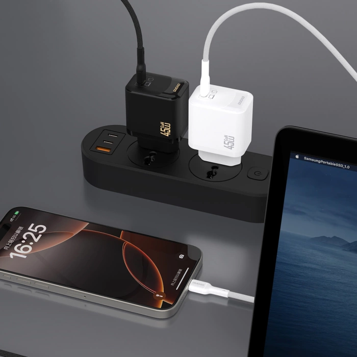 Ładowarka sieciowa Dudao A28C 45W GaN + kabel USB-C - czarna