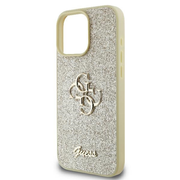 Etui Guess iPhone 16 Pro 6.3" złoty/gold hardcase Fixed Glitter Big 4G