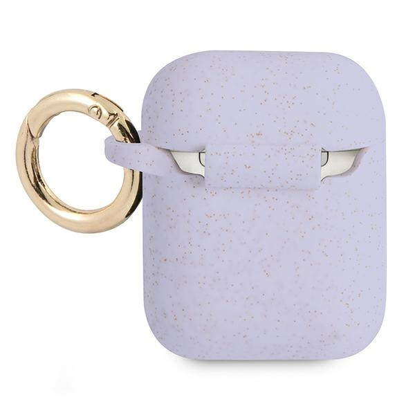 Etui GUESS Apple AirPods Silicone Glitter Purpurowy Case