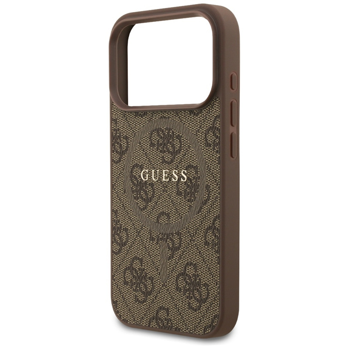 Etui Guess 4G Ring Classic Logo MagSafe  do iPhone 17 Pro brązowy